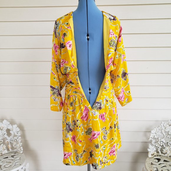 Vintage 80s/90s Luciano Choi 100% Silk Dress with matching scarf - Picture 4 of 15